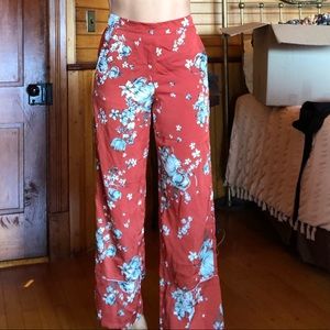 Zara silk floral flowing pants